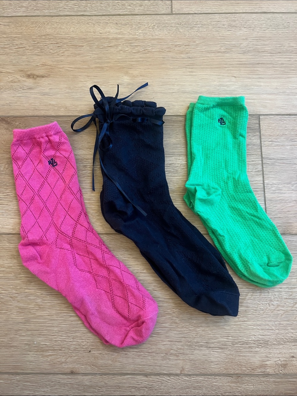 Lauren Ralph Lauren Women’s Socks 3 Pair Pink Navy Green
